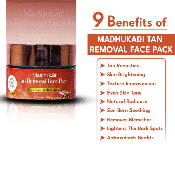 Madhukadi Tan Removal Face Pack 50gm | Ayurvedic Tan Removal Face Pack for Men & Women | Skin Brightening | Tan Reduction | Remove Blemishes - Image 5