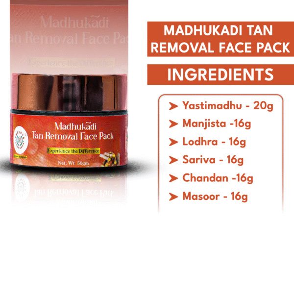 Madhukadi Tan Removal Face Pack 50gm | Ayurvedic Tan Removal Face Pack for Men & Women | Skin Brightening | Tan Reduction | Remove Blemishes - Image 6