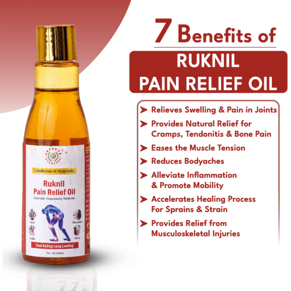 Ruknil Pian Relief Oil for Back, Knee,Ankle and Shoulder 100ml | Ayurvedic Pian Relief Oil for both Men & Women | Relieves swelling & pain in joints - Image 6