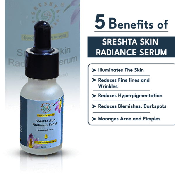 Sreshta Radiance glow serum 15ml | Ayurvedic Radiance glow serum for Men & Women | Reduces fine lines and wrinkles, Hyperpigmentation and blemishes, darkspots - Image 5