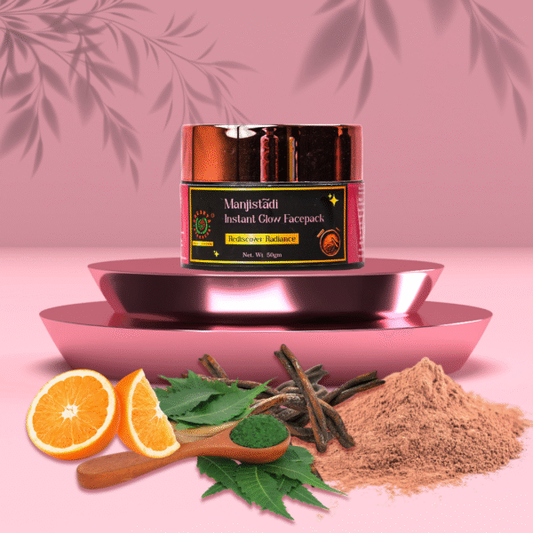 Manjistadi Instant Glow Facepack 50 gm | Reduces dullness on Skin | Authentic Ayurvedic Varnya Herbs | Provides Natural Glow - Image 3