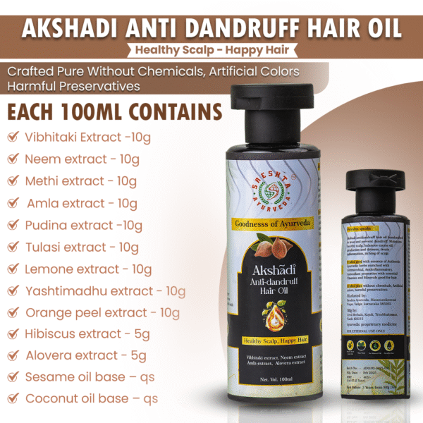 Akshaadi Ayurvedic Hair Oil | For Men and Women | Hair Oil | Hair Drandruff Oil | Ayurvedic Hair Oil for Kids - Image 5